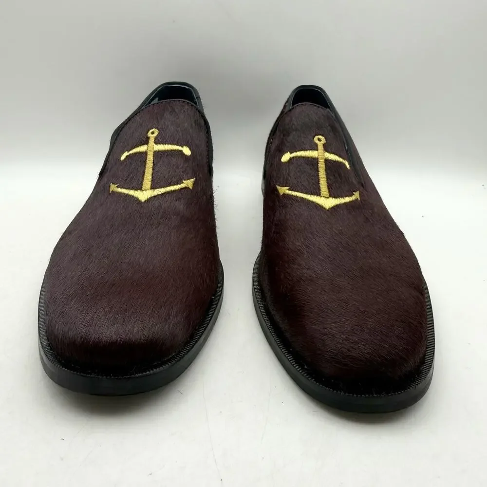 Sperry Mens Overlook Smoking Slipper Loafers Size 8 Brown Slip On Anchor NWOB